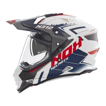 Kask Off-roadowy Motocyklowy NOX DUOSPORT N312 WHITE BLUE RED