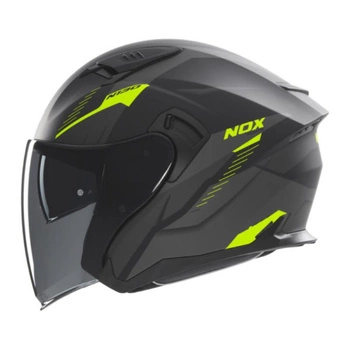 Kask Otwarty Motocyklowy NOX N130 MYST BLACK YELLOW MATT