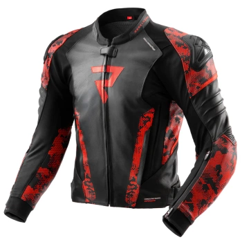Kurtka Skórzana Motocyklowa REBELHORN VELOCE CAMO BLACK FLUO RED