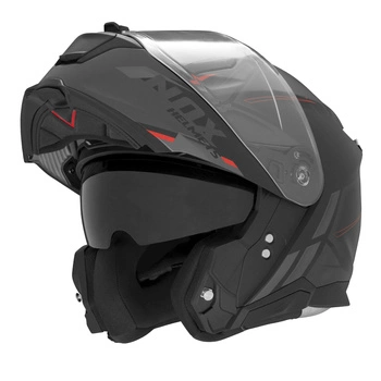 Kask Szczękowy Motocyklowy NOX FLIP-UP N967 SYNCHRO BLACK GREY RED