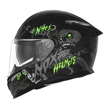 Kask Dziecięcy Integralny Motocyklowy NOX N731 ZUMBI BLACK GREEN